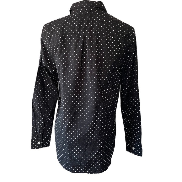 NEW WITH TAGS Old Navy black white polka dot long sleeved blouse collared shirt - Picture 3 of 8
